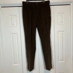 Haggar Classic Fit Brown Pinwale Corduroy Flat Front Pants Sz 34
